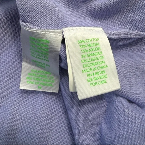 Lilly Pulitzer Lavender Purple Cotton Blend Long Sleeve Blouse - Picture 5 of 6